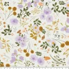 Eugene Textiles Purple & Gold Floral on White Cotton Quilting Fabric