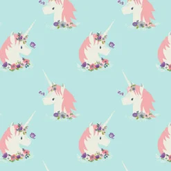 Eugene Textiles Sky Blue Unicorn Flannel