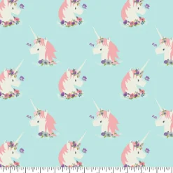 Eugene Textiles Sky Blue Unicorn Flannel