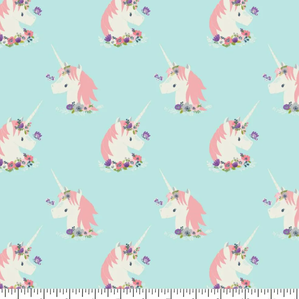 Eugene Textiles Sky Blue Unicorn Flannel