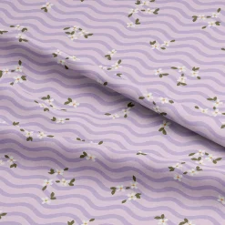 Eugene Textiles Small Floral Toss on Purple Waves Cotton Quilting Fabric