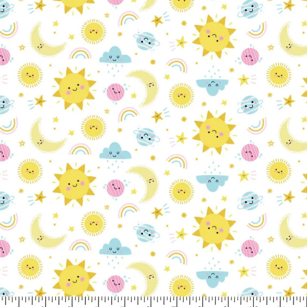 Eugene Textiles Sun & Moon White Flannel