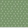 Eugene Textiles White Rose on Green Cotton Quilting Fabric