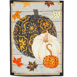 Evergreen 18.0 Inch Pattern Pumpkins / Leaves Flag Halloween Garden Flag , Double Sided Garden Thanksgiving Fall Double-Sided