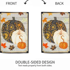 Evergreen 18.0 Inch Pattern Pumpkins / Leaves Flag Halloween Garden Flag , Double Sided Garden Thanksgiving Fall Double-Sided