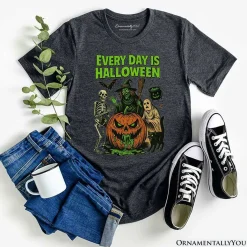 Every Day Is Halloween T-Shirt, Vintage Pumpkin Witch Spooky Tee for Eternal Spook Enthusiasts