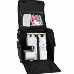Everything Mary Black Floral Serger Machine Rolling Storage Case