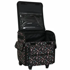 Everything Mary Black Floral Serger Machine Rolling Storage Case