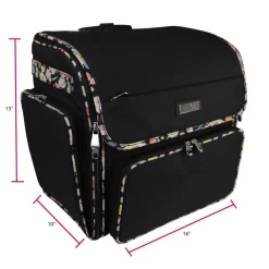 Everything Mary Black Floral Deluxe Collapsible Rolling Craft Bag