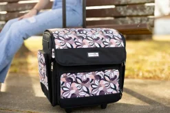 Everything Mary Brown Floral Deluxe Collapsible Rolling Craft Bag