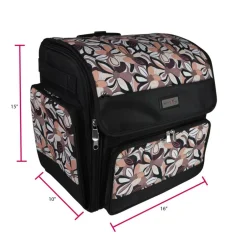 Everything Mary Brown Floral Deluxe Collapsible Rolling Craft Bag