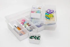 Everything Mary 7-Piece Clear Plastic Craft & Hobby Storage Container – Organizer with Removable Bins for Supplies, Tools, and DIY Projects