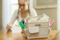 Everything Mary Tan Dots Collapsible Craft Caddy