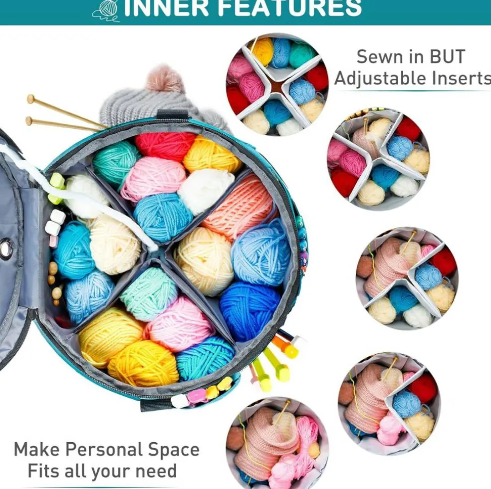 Expandable Crochet Bag-Knitting Bag Yarn Storage Organizer