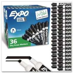 EXPO Broad Chisel Tip Low-Odor Dry-Erase Marker Value Pack - Black (36/Box)