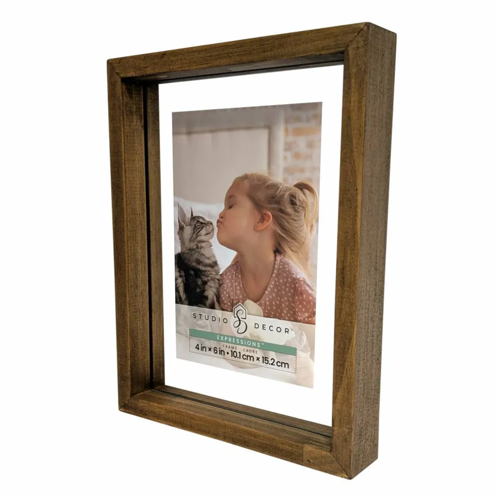 Expressions™ Brown Linear Wood Float Frame by Studio Décor®