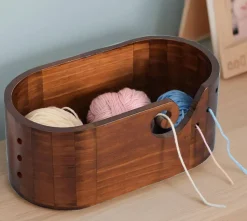 Extra Large Yarn Bowls for Crocheting, Wood Crochet Bowl for Yarn Large Storage Holder, 11.2x6.1x4.7 Wooden Yarn Bowl for Knitting, Christmas Gifts