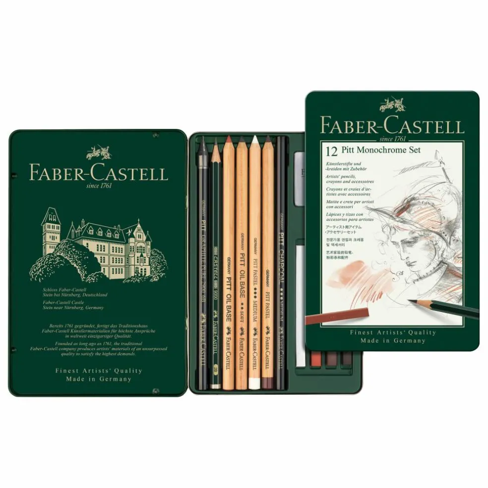 Faber-Castell Pitt 12 Color Monochrome Pencil Set