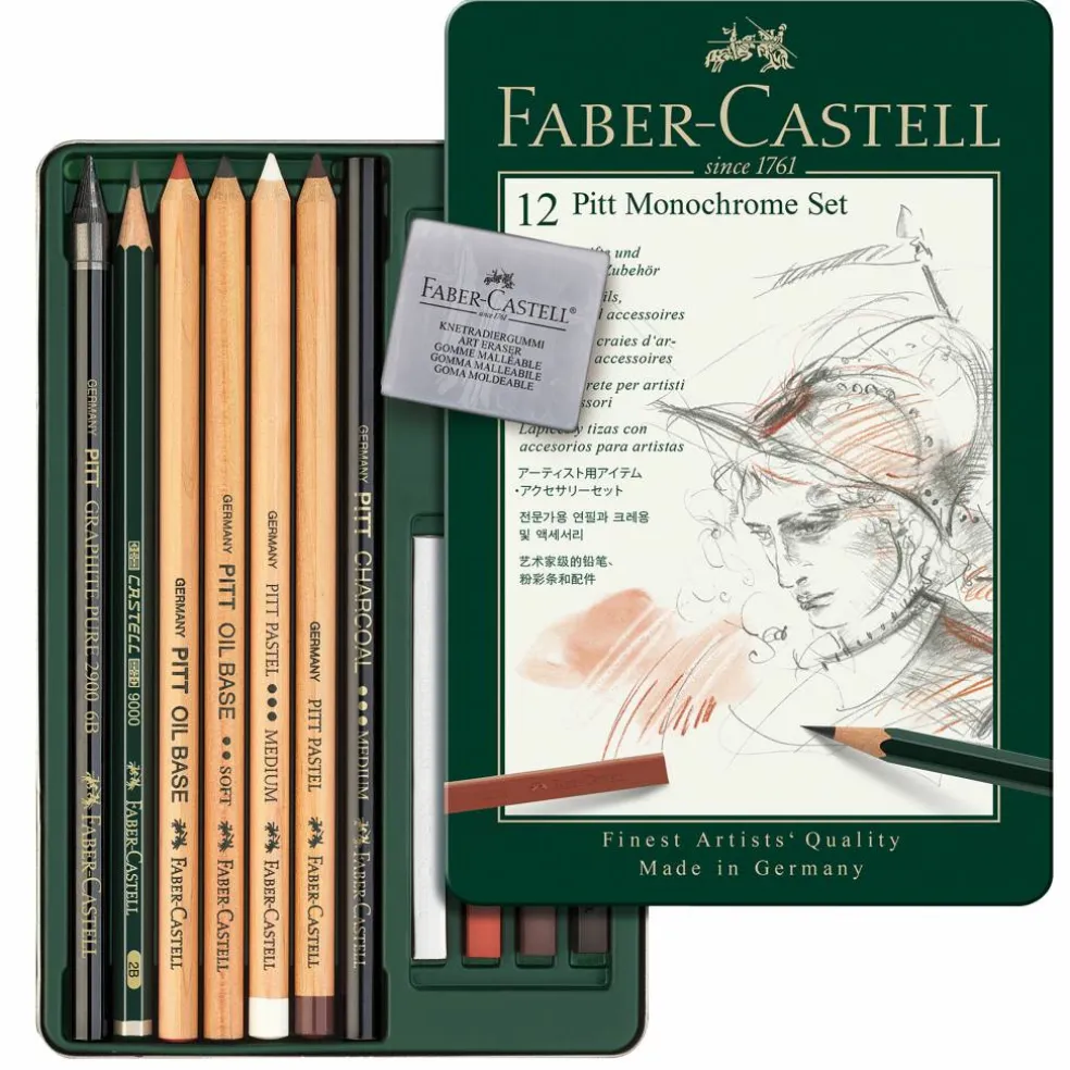 Faber-Castell Pitt 12 Color Monochrome Pencil Set