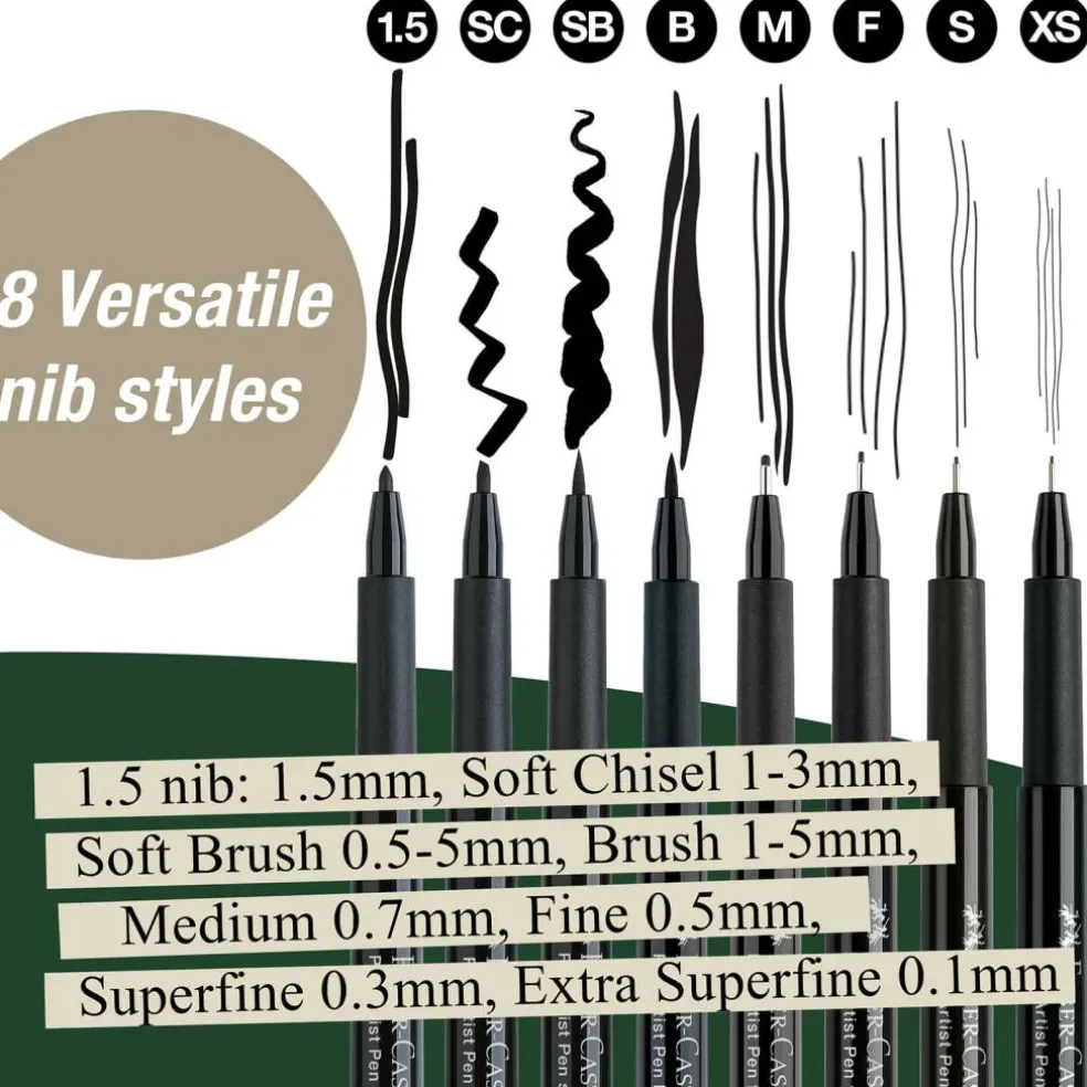 Faber-Castell® PITT® 8 Piece Black Artist Pen Set