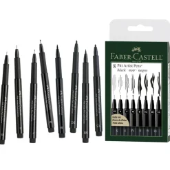 Faber-Castell® PITT® 8 Piece Black Artist Pen Set