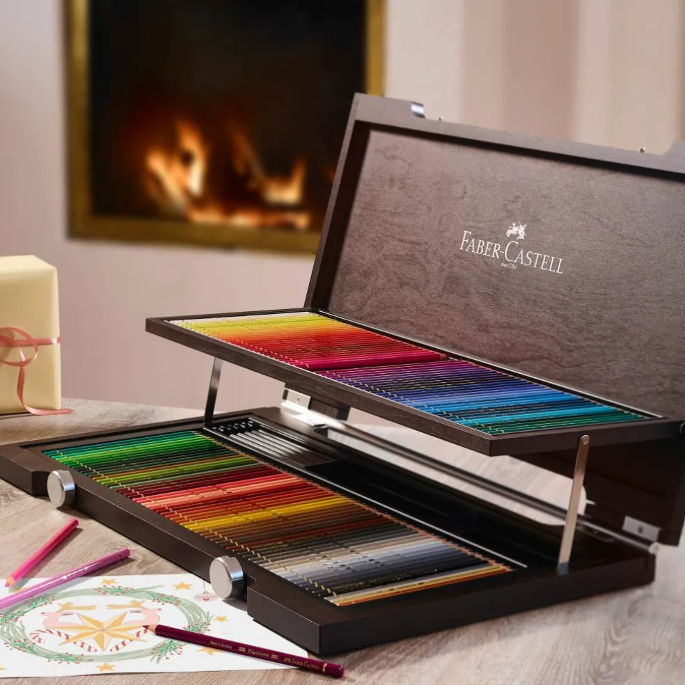 Faber-Castell Polychromos 120 Color Colored Pencil Set in Wood Case