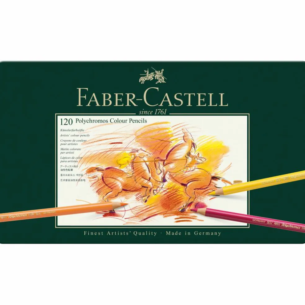 Faber-Castell Polychromos 120 Color Colored Pencil Set in Metal Tin