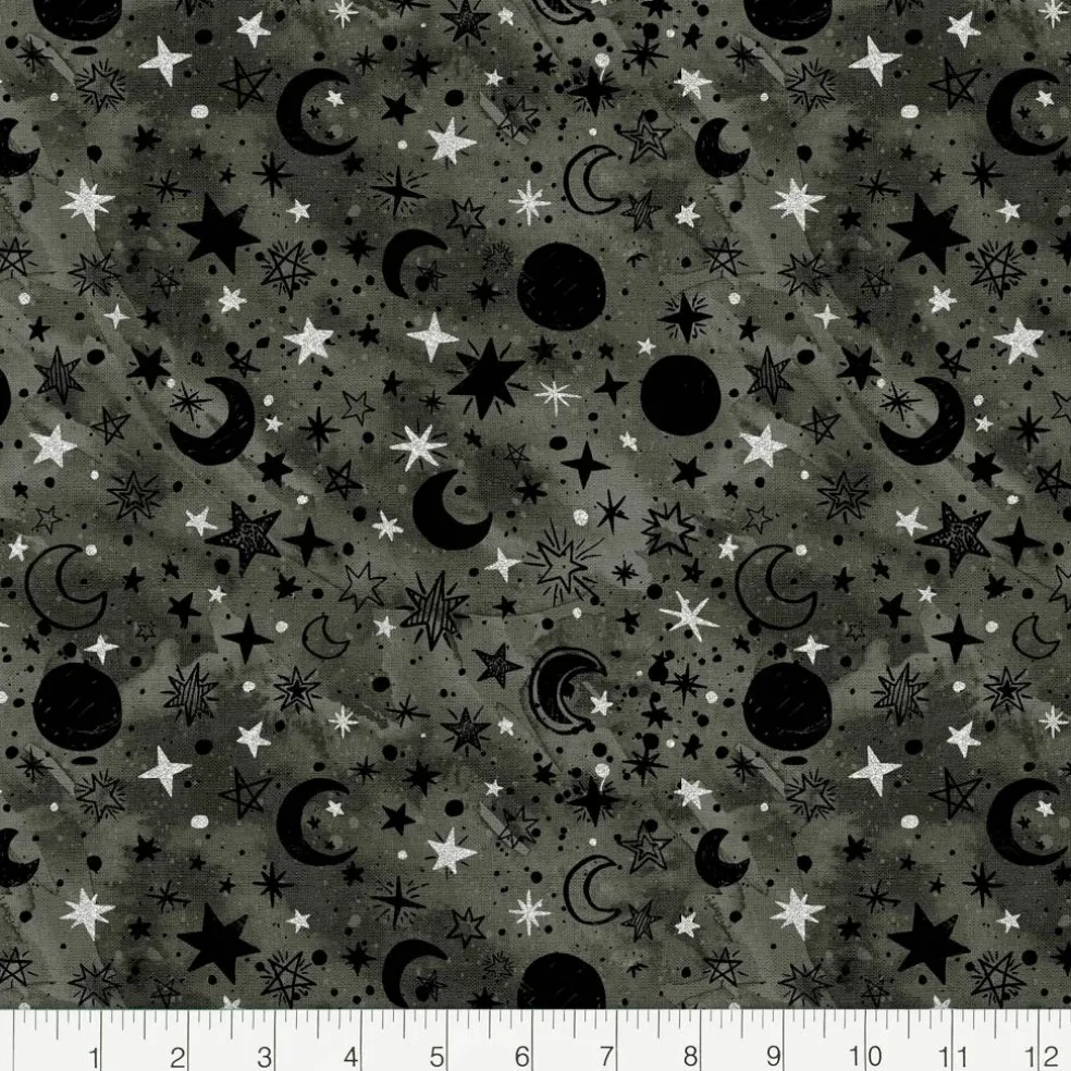 Fabric Editions Gray Starry Night Cotton Fabric