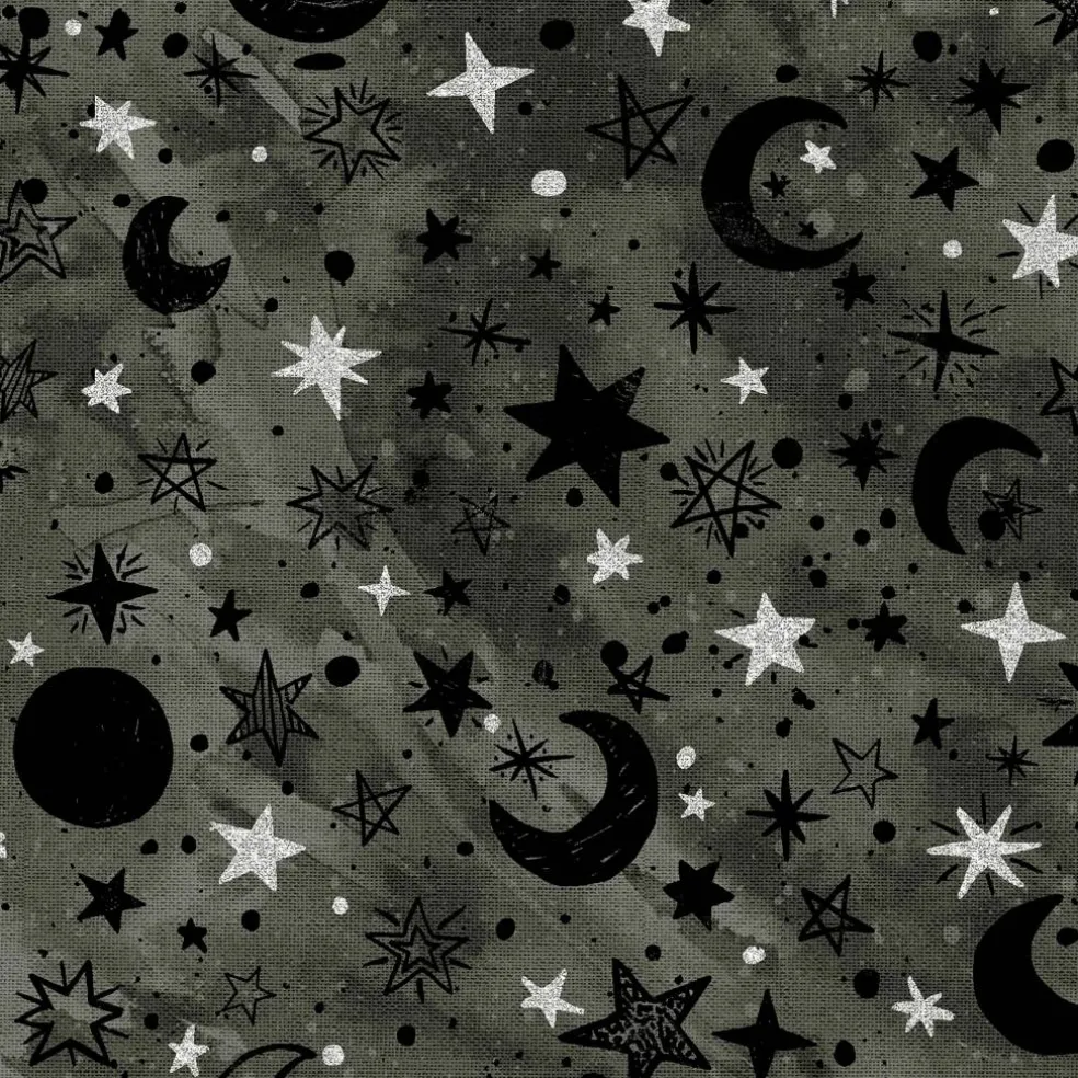 Fabric Editions Gray Starry Night Cotton Fabric