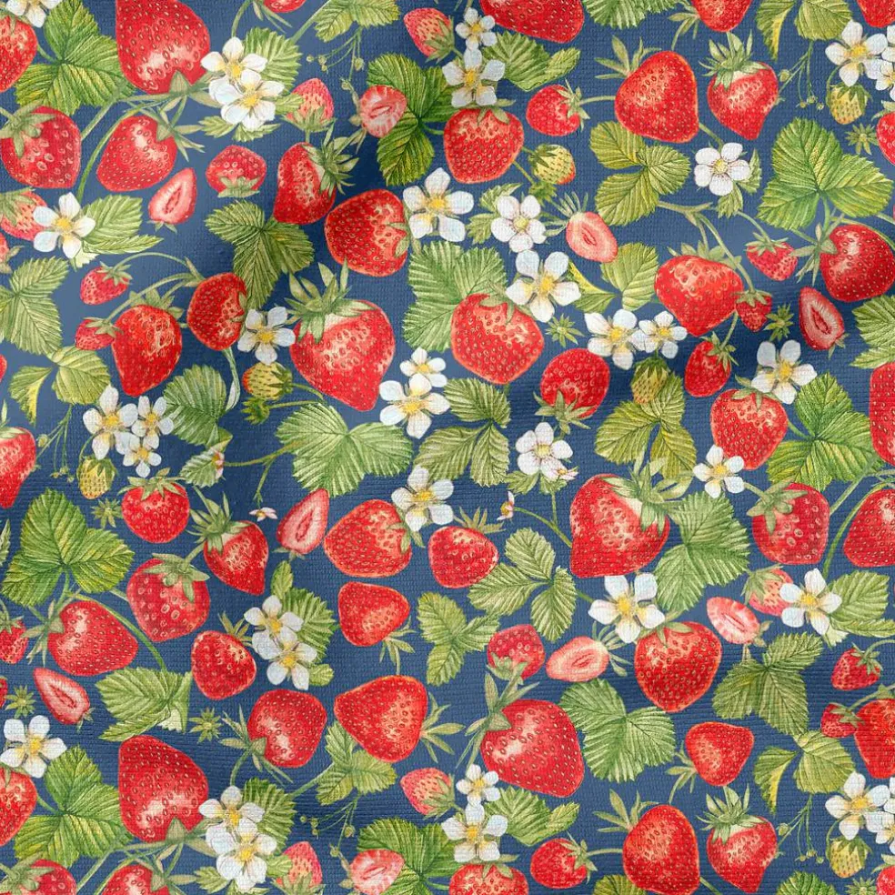 Fabric Editions Navy Strawberry Cotton Fabric