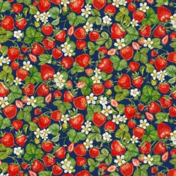 Fabric Editions Navy Strawberry Cotton Fabric