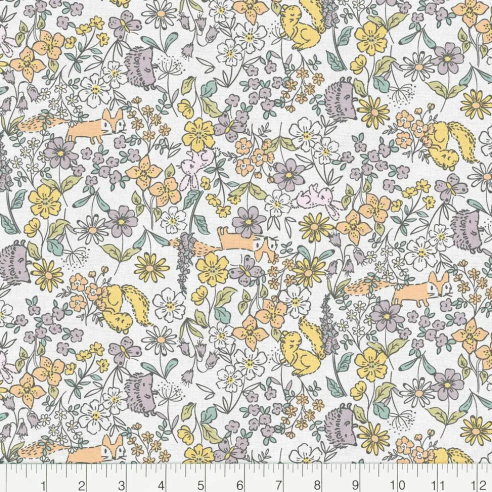 Fabric Editions White Peekaboo Cuties Cotton Fabric