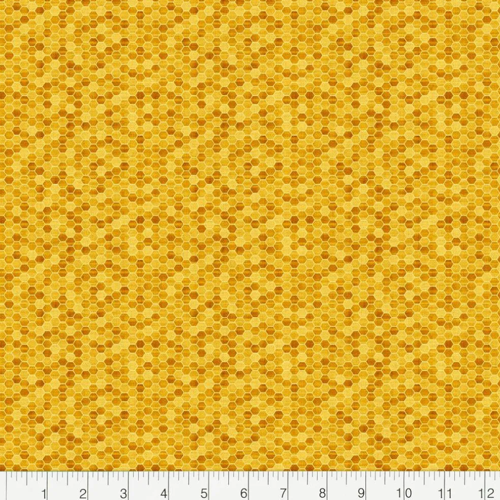 Fabric Editions Yellow Honeycomb Cotton Fabric