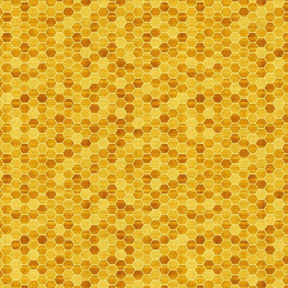Fabric Editions Yellow Honeycomb Cotton Fabric