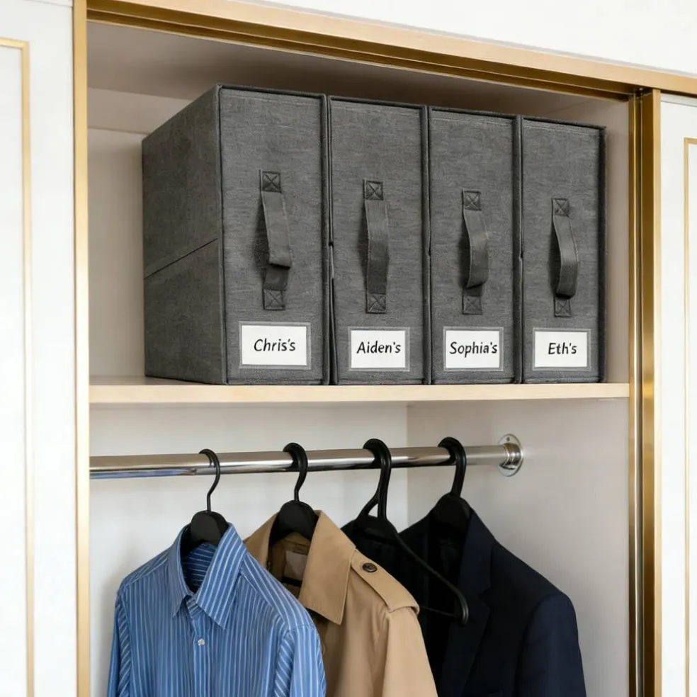 Fabric Foldable Closet Organizer Boxes with Handles, 2-Size Set