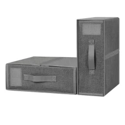 Fabric Foldable Closet Organizer Boxes with Handles, 2-Size Set