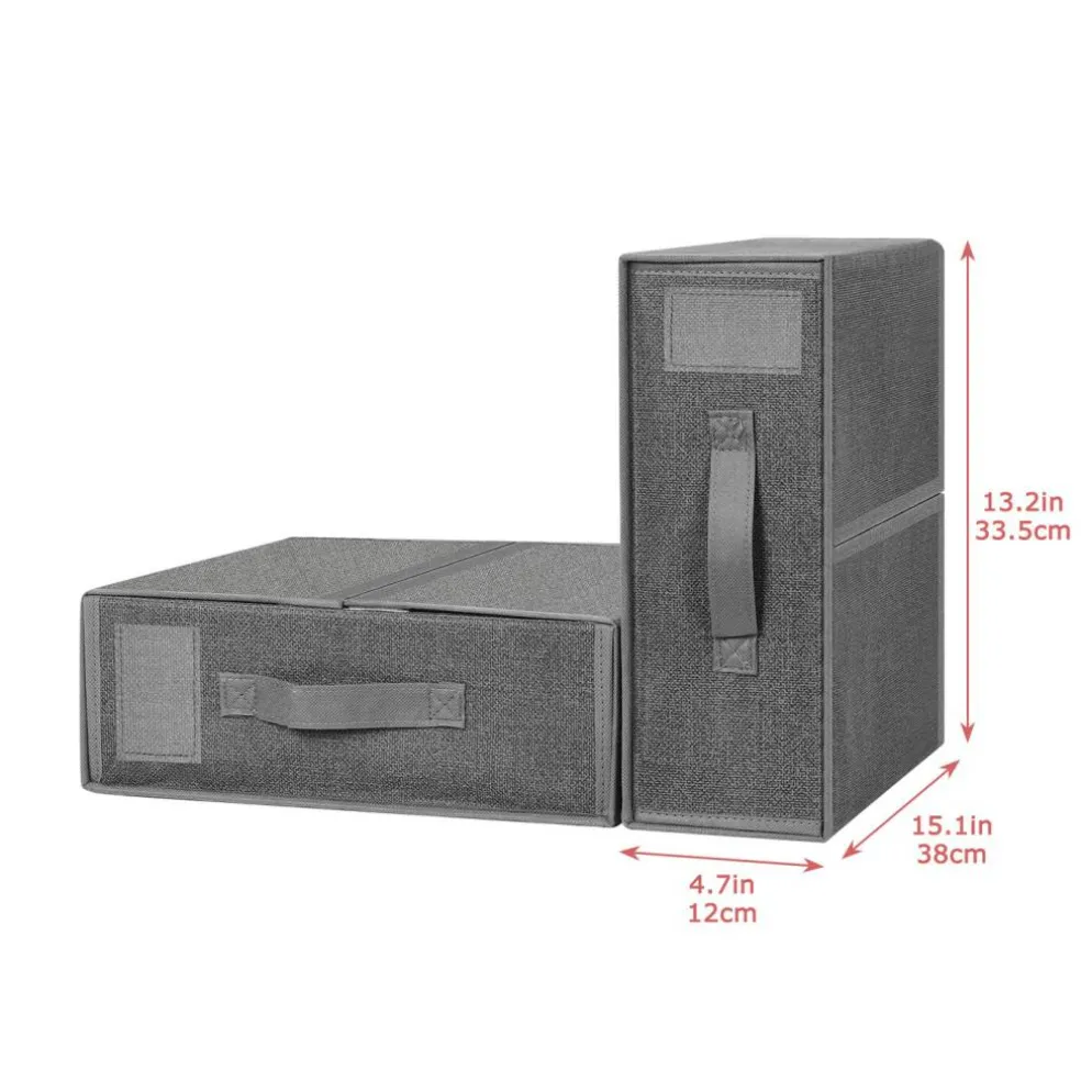 Fabric Foldable Closet Organizer Boxes with Handles, 2-Size Set