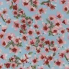 Fabric Merchants Pink Flowers on Blue Double Brushed Stretch Fabric