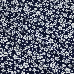 Fabric Merchants White Flowers on Navy Double Brushed Stretch Fabric