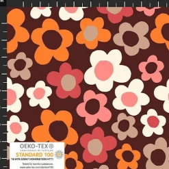 Fabric Stof Dark Red Floral AVALANA Jersey by the Quarter Yard 19-1194