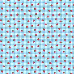 Fabric Traditions Blue Gingham Strawberry Cotton Quilting Fabric