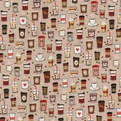 Fabric Traditions Coffee Cups Cotton Fabric