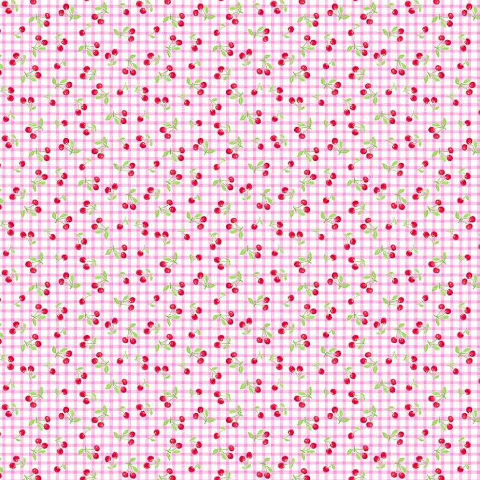 Fabric Traditions Pink Gingham Cherry Cotton Quilting Fabric