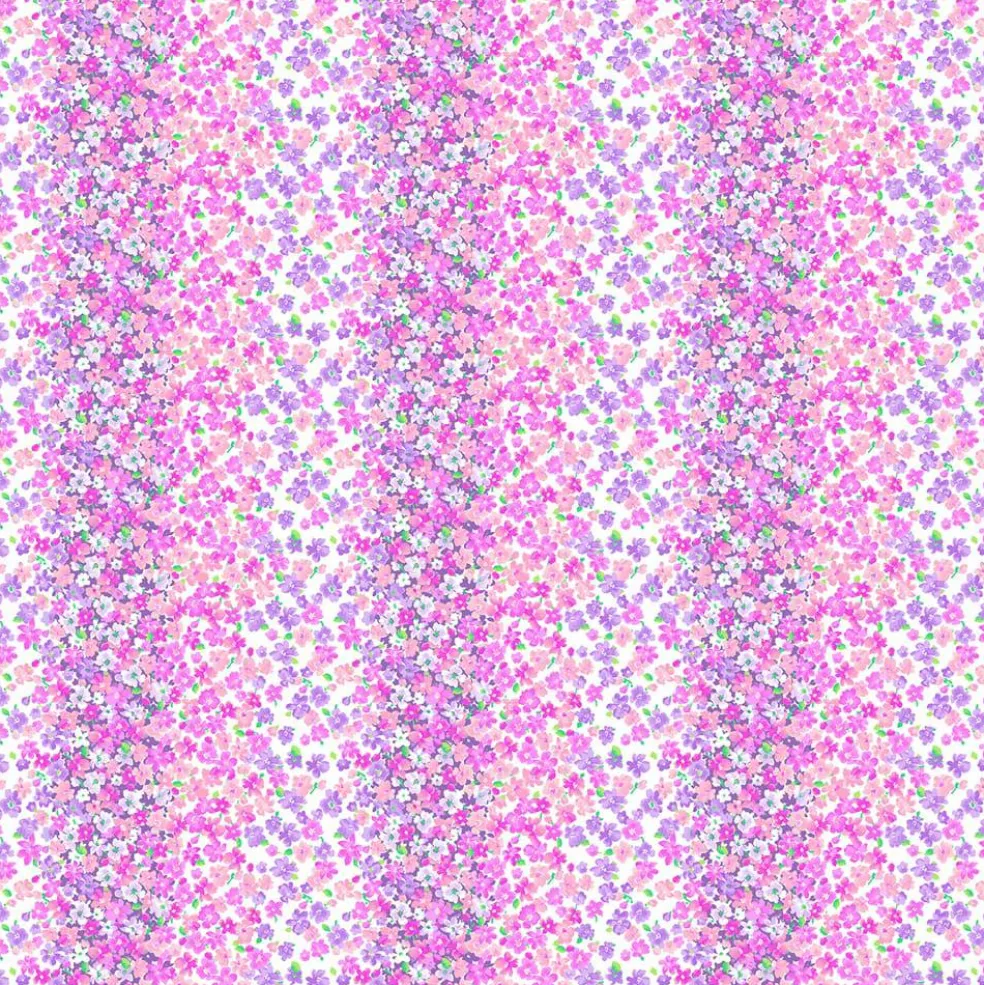 Fabric Traditions Pink & Purple Flowers Cotton Quilting Fabric