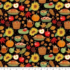 Fabric Traditions Pumpkin Spice Black Cotton Quilting Fabric