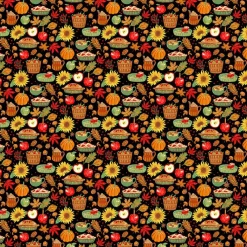 Fabric Traditions Pumpkin Spice Black Cotton Quilting Fabric