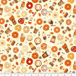 Fabric Traditions Pumpkin Spice Cream Cotton Quilting Fabric