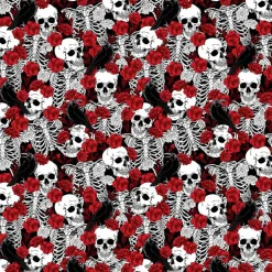 Fabric Traditions Roses & Skeletons Cotton Quilting Fabric