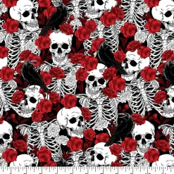 Fabric Traditions Roses & Skeletons Cotton Quilting Fabric