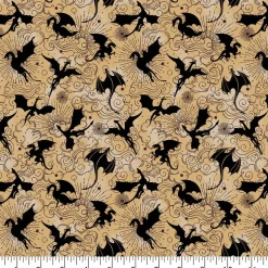 Fabric Traditions Tan Dragons Booktok Cotton Quilting Fabric